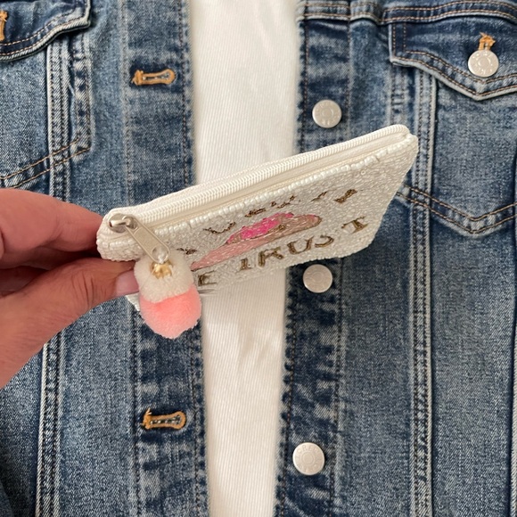 In Dolly We Trust Coin Pouch Seed Bead Coin Pouch Beaded Coin Bag Beaded White - Picture 5 of 6